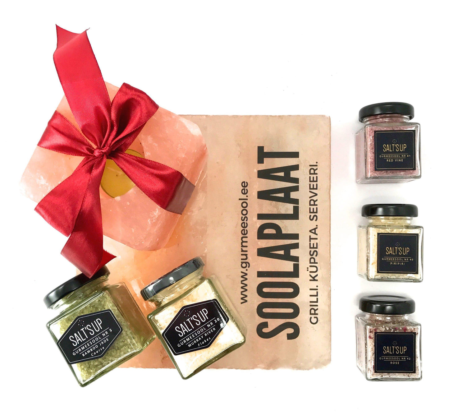 GIFT BOX OF 5 GOURMET SALT, SALT PLATE AND SALT CANDLE