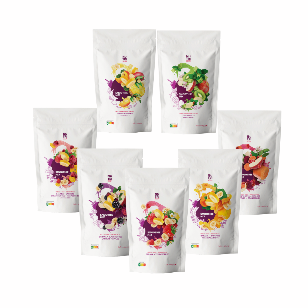 Smoothie Box 7 packs, Freeze dried Smoothie Mix Dark Pink, Dark