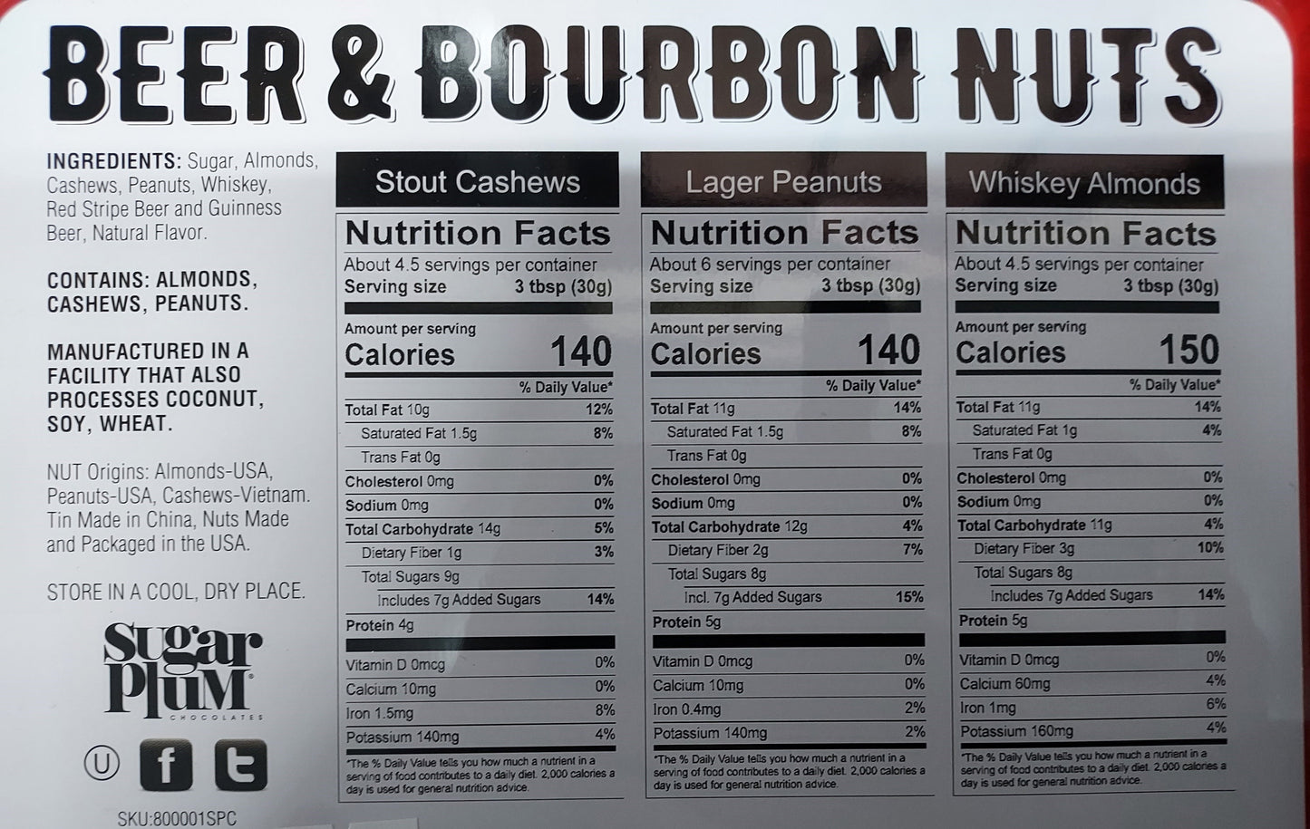 Beer & Bourbon Liquor Nuts Gift Tin – 3 Spirit-Inspired Nut Flavors