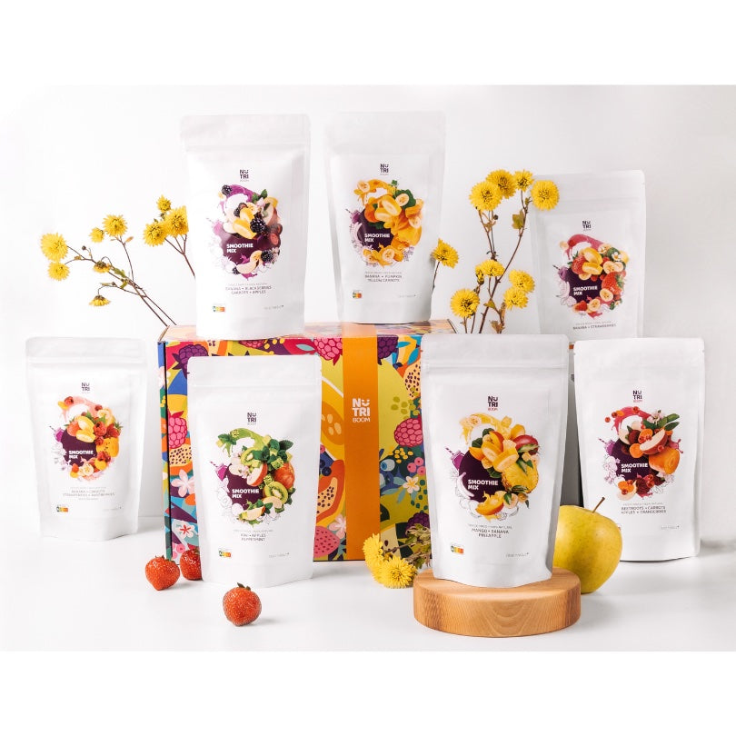 Smoothie Box 7 packs, Freeze dried Smoothie Mix Dark Pink, Dark
