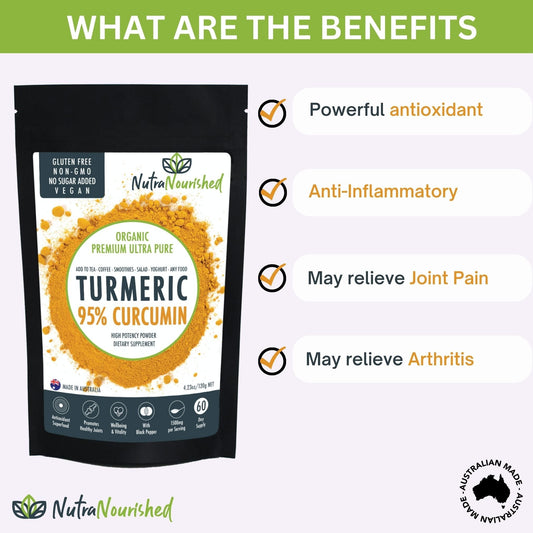 Pure 95% Curcumin Powder (120g) - 1500mg Turmeric Extract Black Pepper