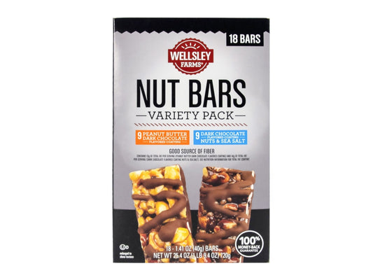 Wellsley Farms Nut Bars Variety Pack, 18 pk.