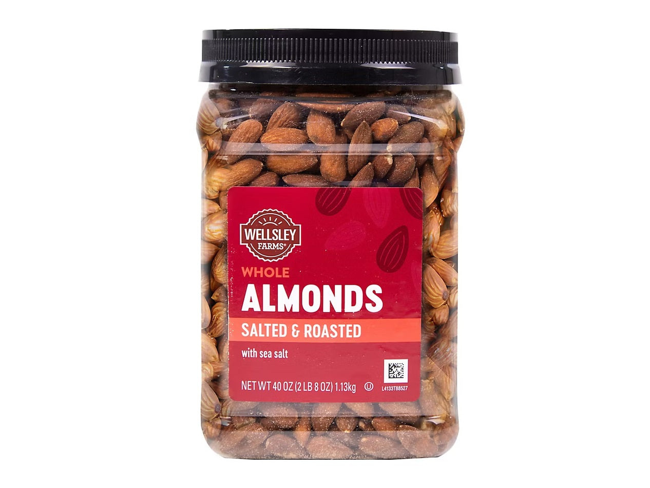 Wellsley Farms Oil Roasted & Sea Salted Almonds, Snacks, 40 oz.