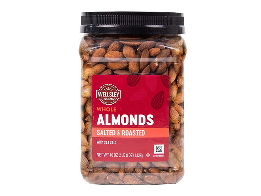 Wellsley Farms Oil Roasted & Sea Salted Almonds, Snacks, 40 oz.
