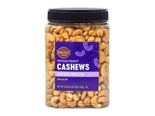 Wellsley Farms Whole Fancy Roasted Salted Cashews, Snacks, 42 oz.