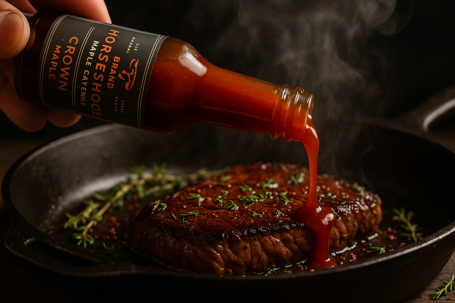 Action Shot with Steak
