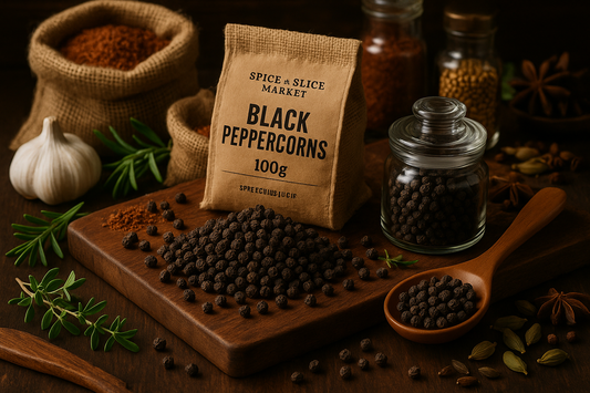 Black Pepper Corns in market setting