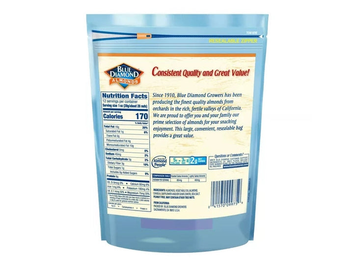 Blue Diamond California Lightly Salted Almonds 12oz - Premium Heart-Healthy Snacking