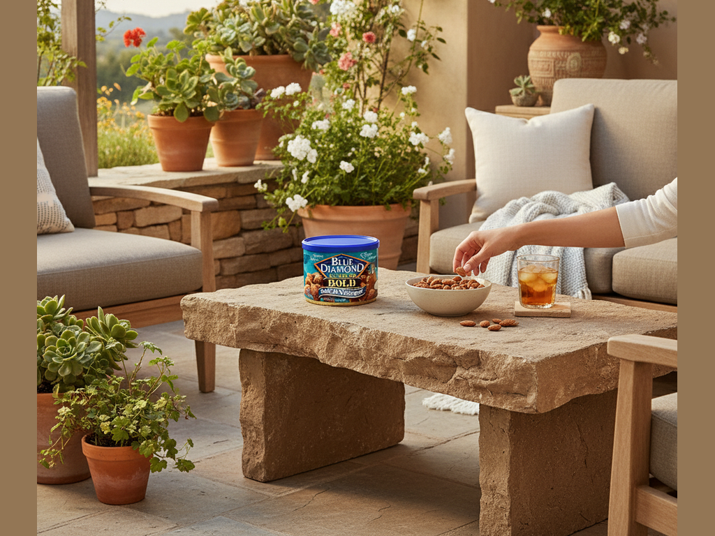Blue Diamond almonds on patio