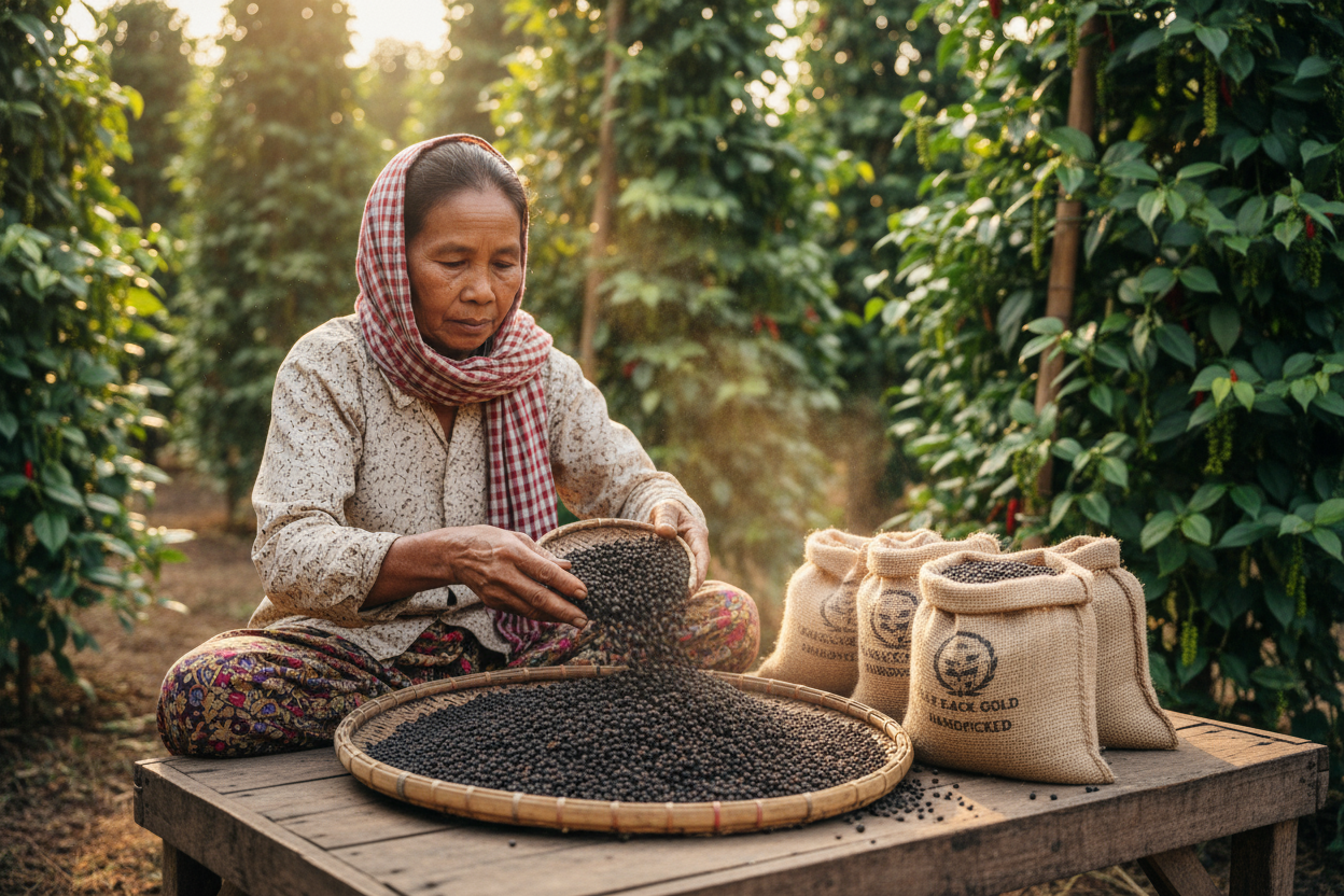 Premium Kampot Black Pepper — Wholesale Bulk 1kg-10kg | PGI Certified Organic
