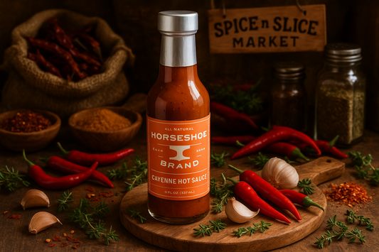 Cayenne Hot Sauce in market setting