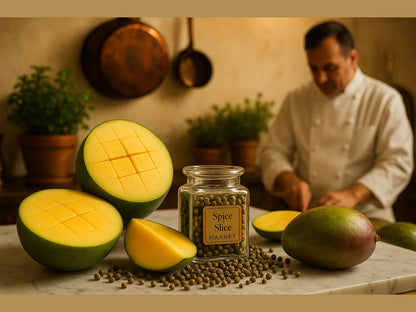 Chef in French Kitchen with Green Peppercorns