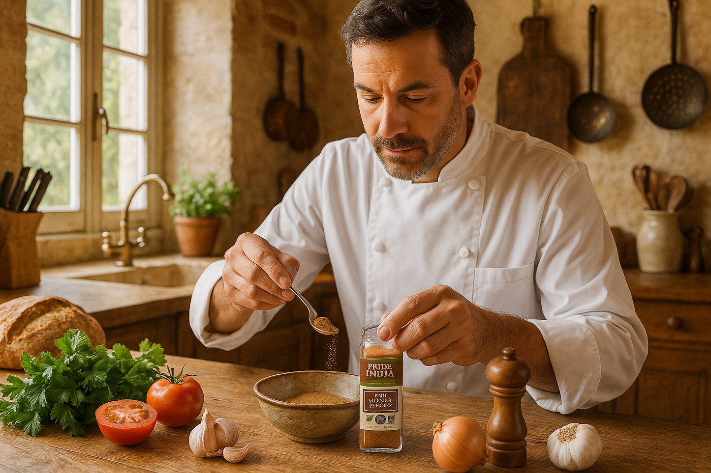 Chef preparing with spice