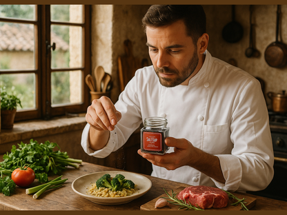 Chef seasoning with pepper