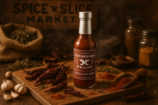 Chipotle Hot Sauce in market setting