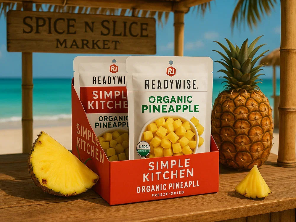 ReadyWise organic freeze dried pineapple - premium tropical adventure snacks 20g