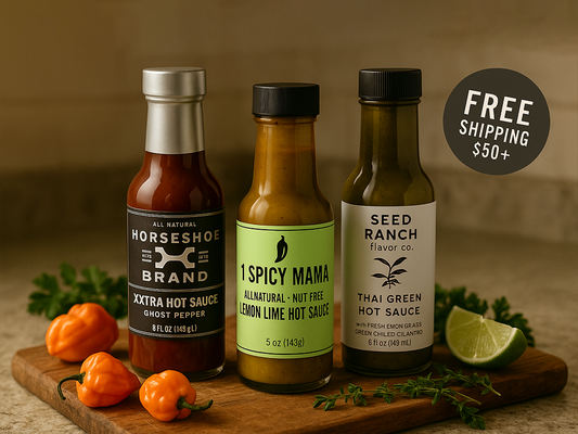 Premium Trio Hot Sauce Gift Set - XXXtra Heat, Lemon Lime & Thai Green (3 Bottles)