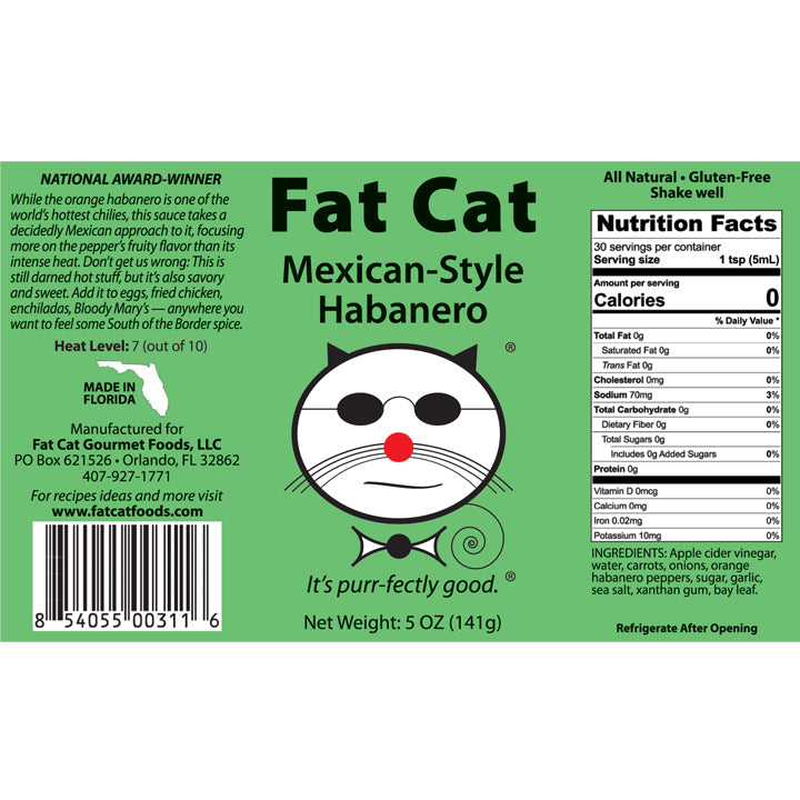 Fat Cat Mexican-Style Habanero Hot Sauce.