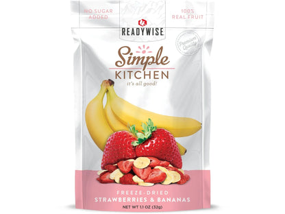 ReadyWise Simple Kitchen freeze-dried strawberries and bananas snack pouch