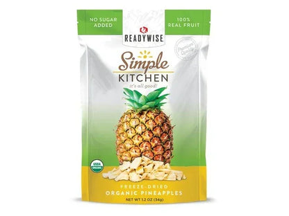 ReadyWise Simple Kitchen freeze-dried organic pineapples pouch with USDA organic label