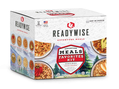 ReadyWise Adventure Meals Favorites Kit box with assorted freeze-dried meal images
