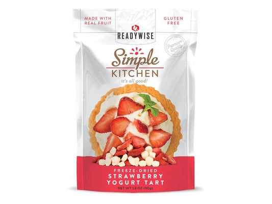 ReadyWise Simple Kitchen freeze-dried strawberry yogurt tart pouch, gluten free snack