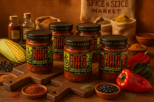 Desert Pepper Salsa in market setting