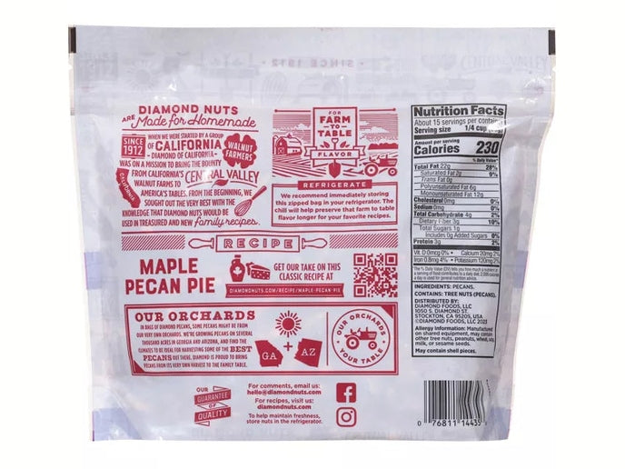 Diamond Premium Chopped Pecans 1lb - Southern Baking Tradition