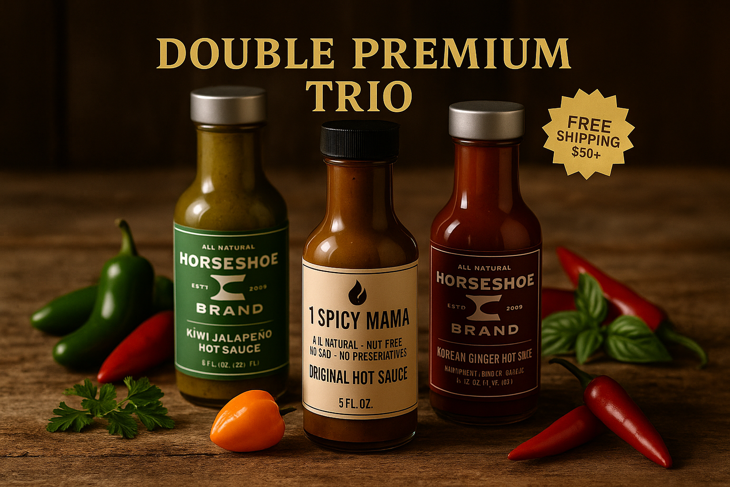 Double Premium Trio Bundle - Rustic Wooden Table Scene