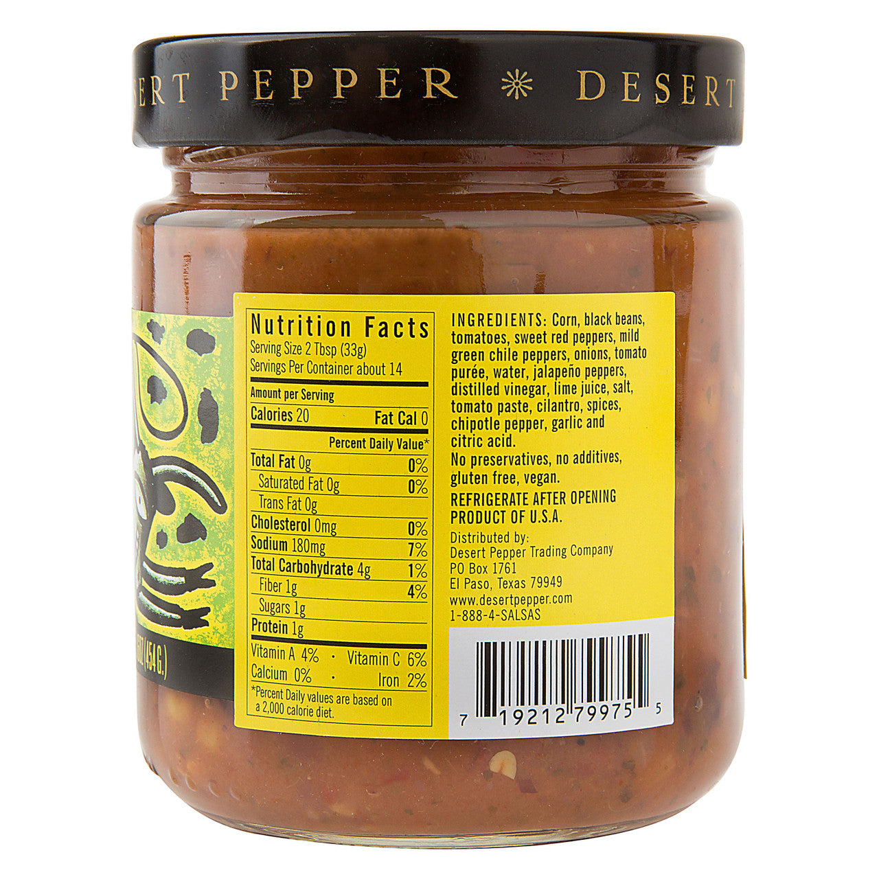 Desert Pepper Corn Black Bean Roasted Pepper Salsa (6x16 Oz)-8