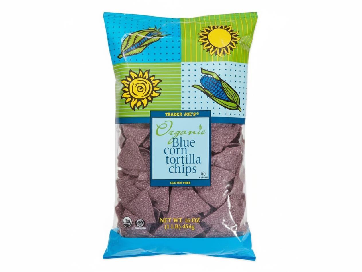 Enhanced blue corn tortilla chips