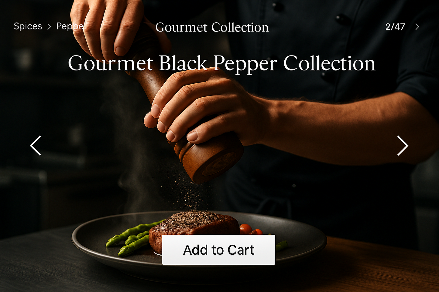 Enhanced Gourmet Black Pepper Collection with Navigation