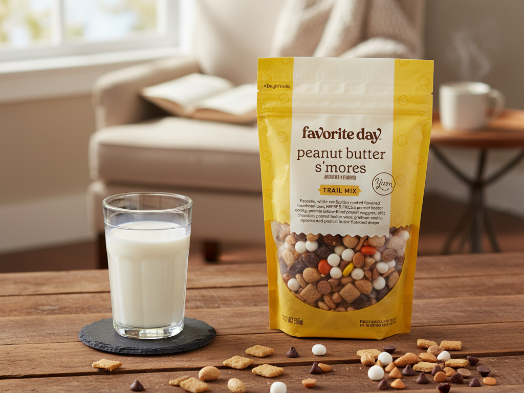 Enhanced s'mores trail mix in cozy kitchen setting