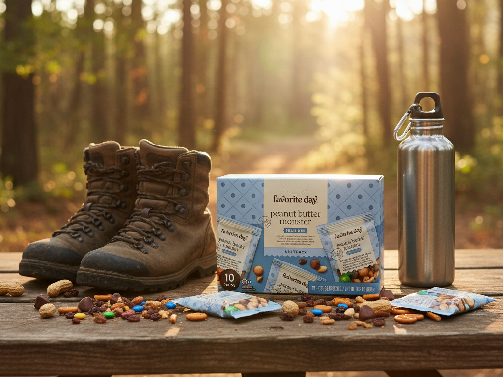 Enhanced trail mix in outdoor adventure setting
