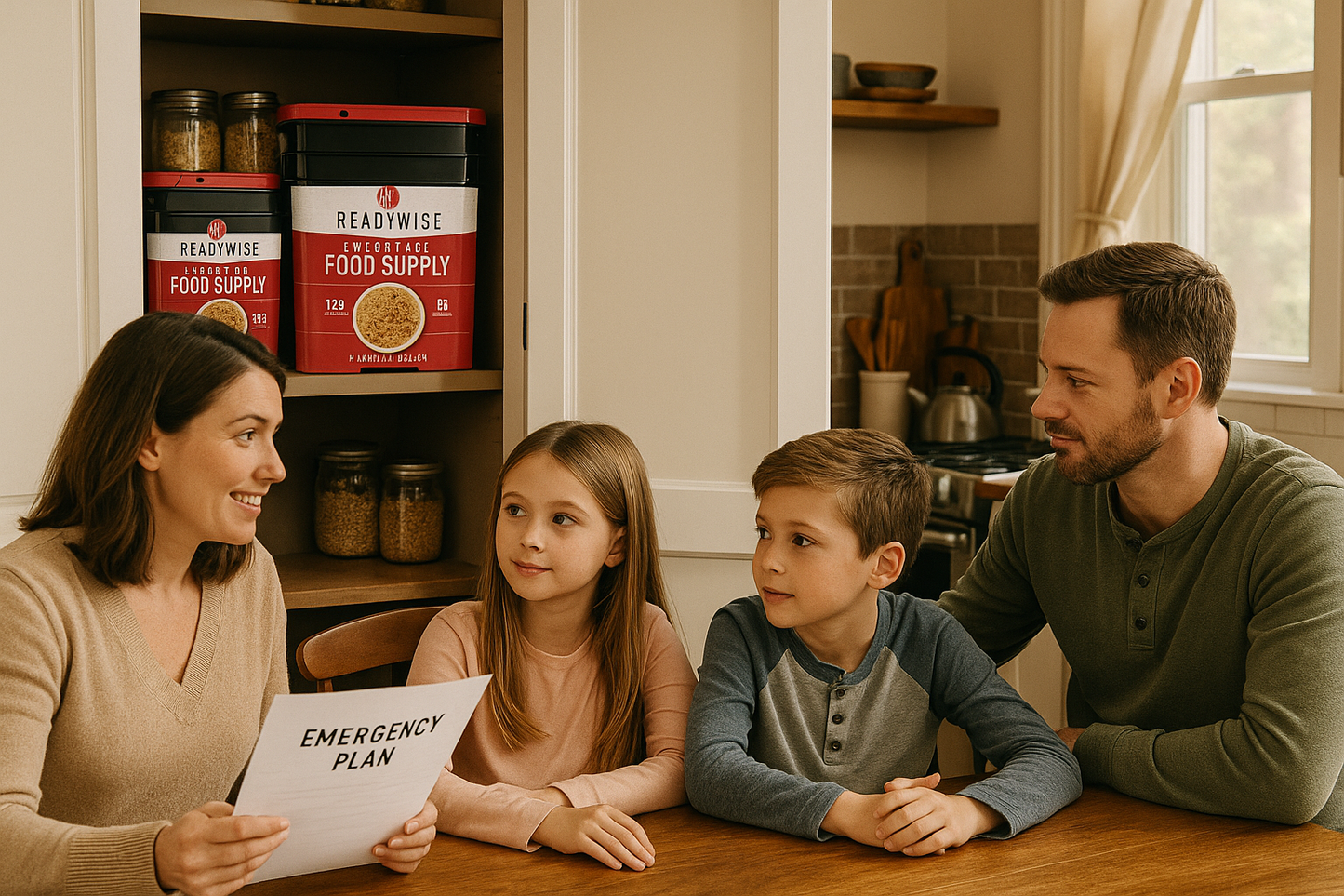 Family Kitchen Planning Scene