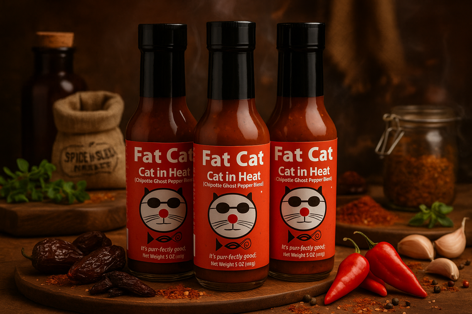 Fat Cat Cat in Heat 3 Pack in market setting