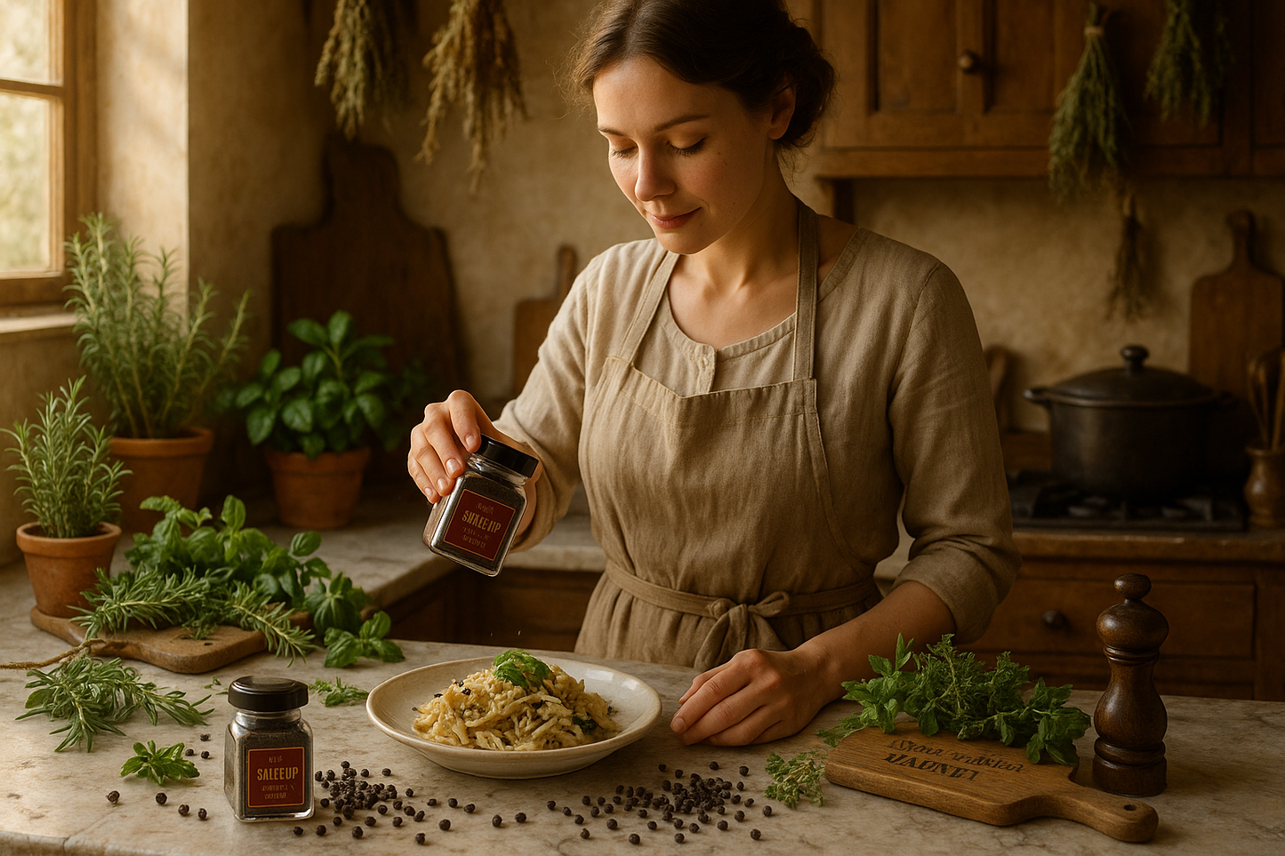 Female Chef Seasoning with Highland Pepper