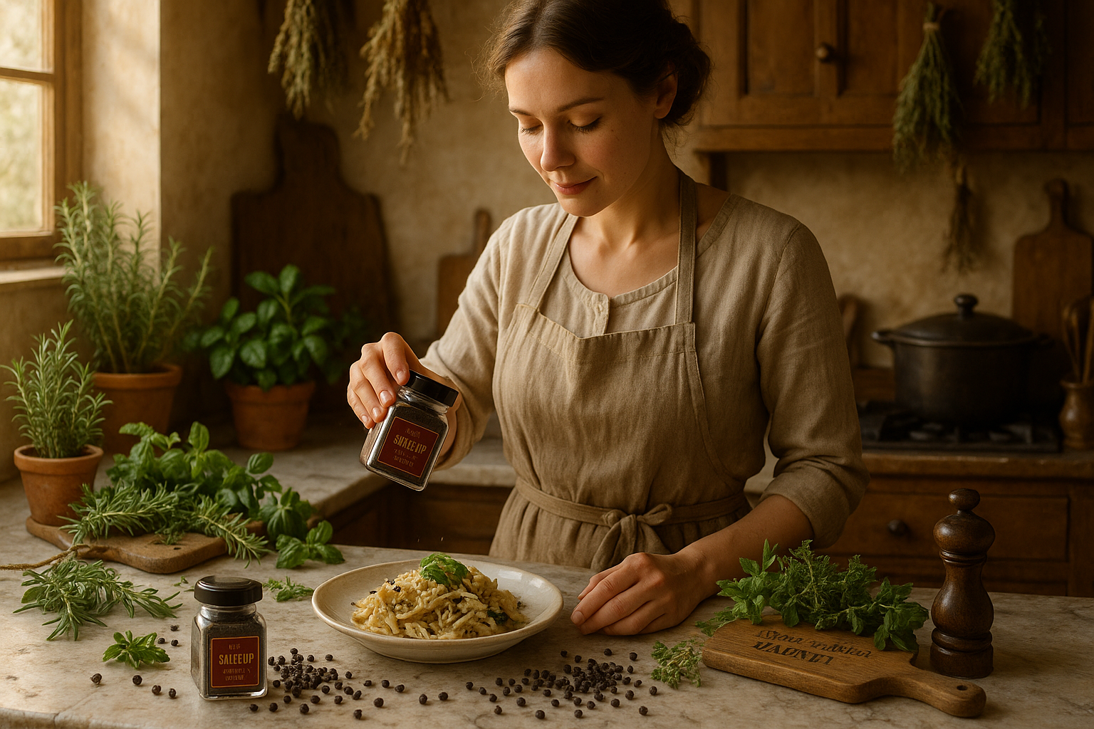 Female Chef Seasoning with Highland Pepper