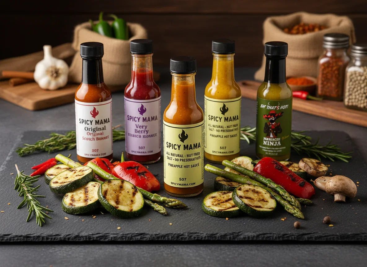 Food Context with 5 Bottles