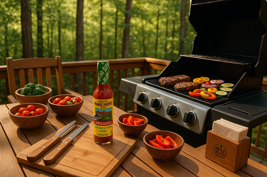 Forest deck BBQ setting