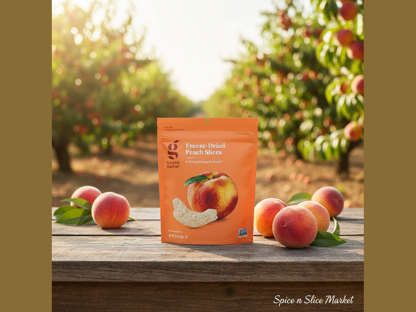 Freeze-Dried Peach Slices in Peach Orchard