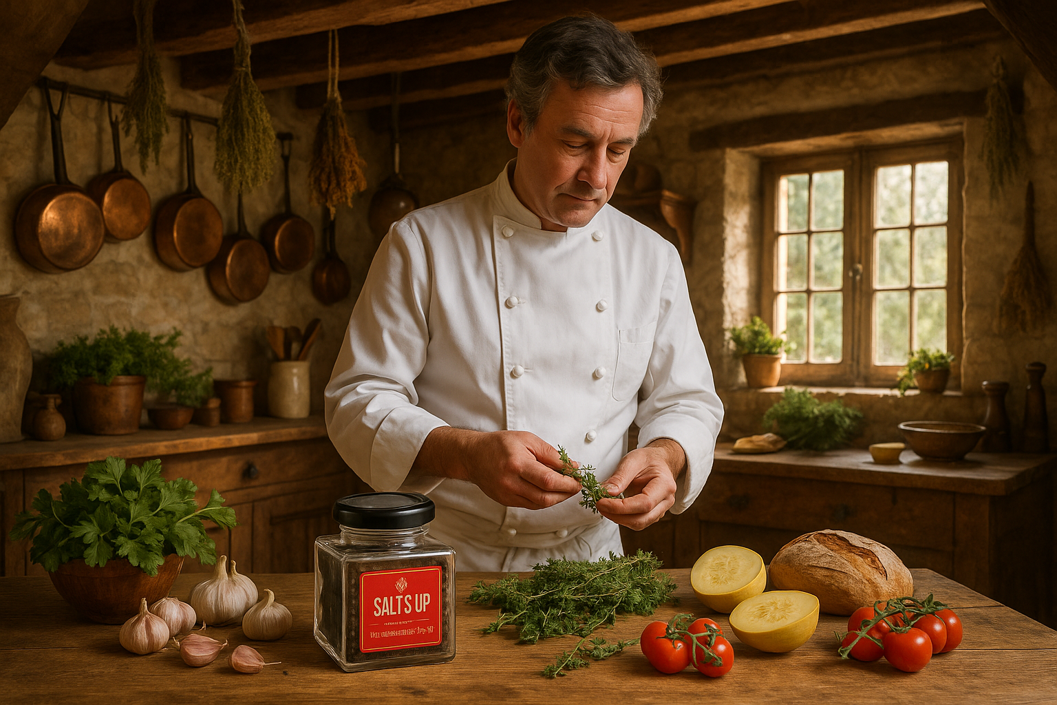 French Chef in Farmhouse Kitchen