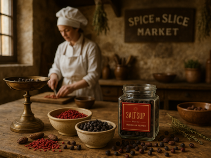 French farmhouse kitchen with chef and spices