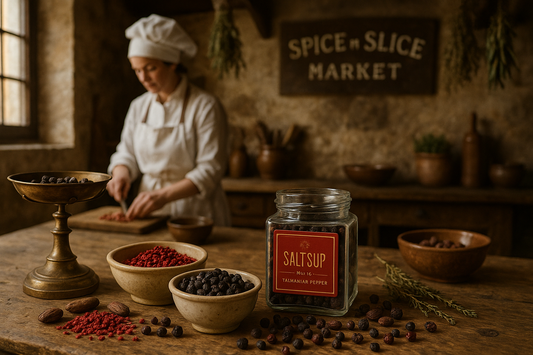 French farmhouse kitchen with chef and spices