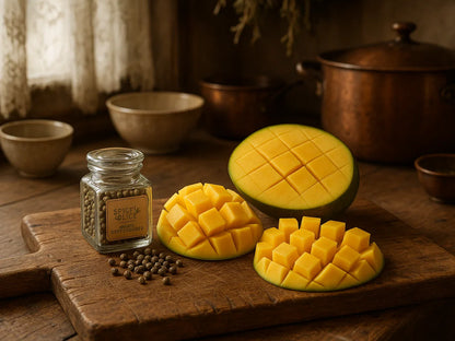 French Farmhouse Kitchen with Green Peppercorns and Mango