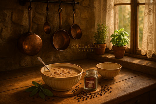 French farmhouse kitchen with spice product