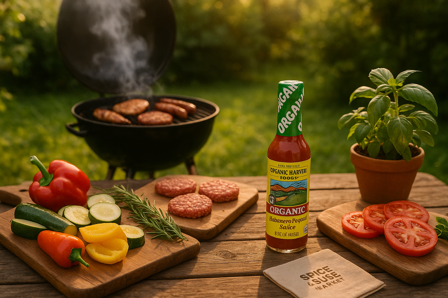 Garden backyard BBQ scene