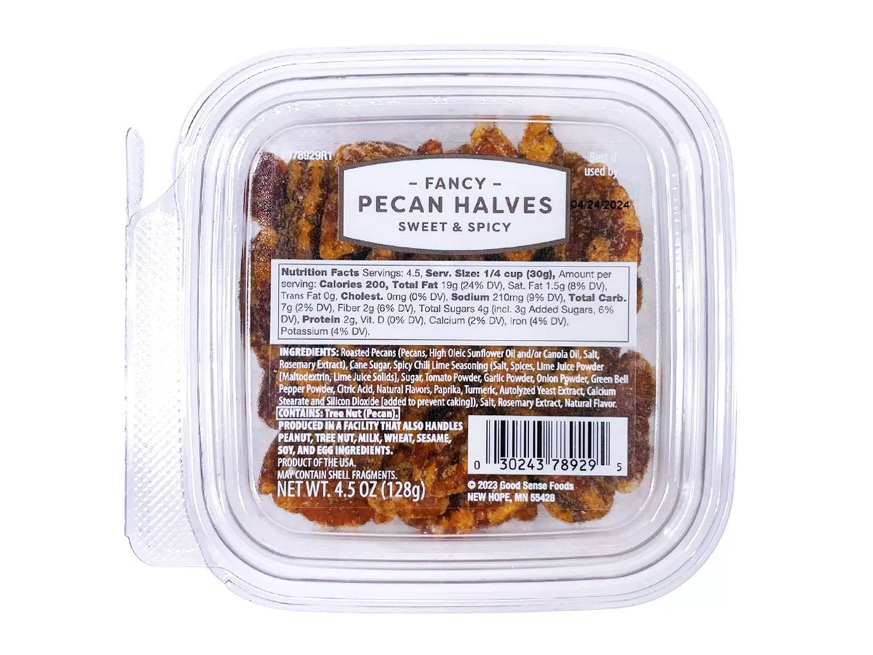 Good Sense Foods Sweet & Spicy Fancy Pecan Halves 4.5oz - Southern Gourmet Fire