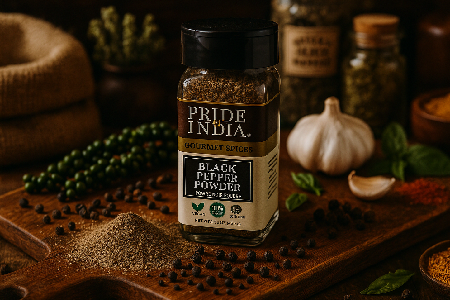 Gourmet Black Pepper Ground in market setting