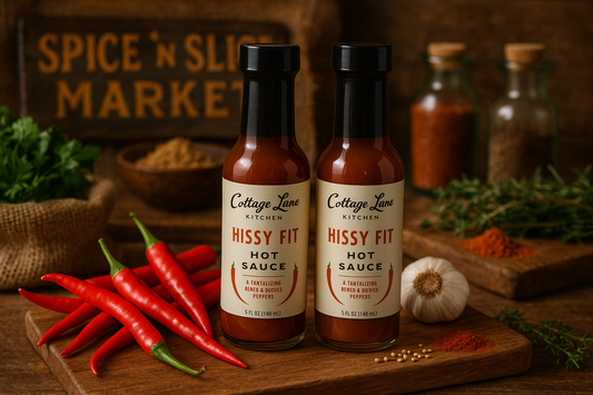 Hissy Fit Hot Sauce in market setting